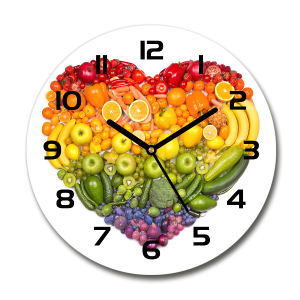 Round glass clock Vegetable heart