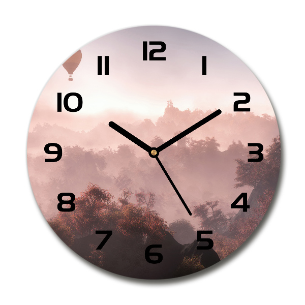 Round wall clock Balloon above the forest