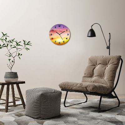 Round glass wall clock Sunset