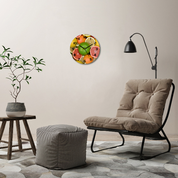 Round wall clock Citrus fruits