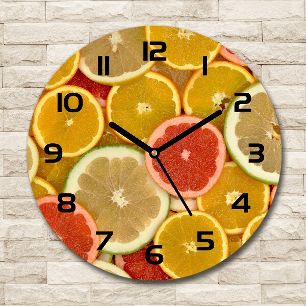 Round wall clock Citrus fruits