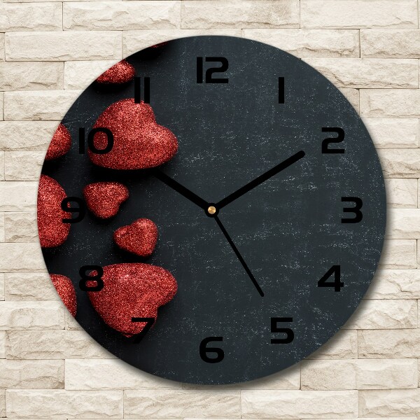 Round clock glass Hearts on the board