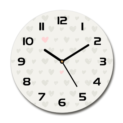 Round glass clock Heart background