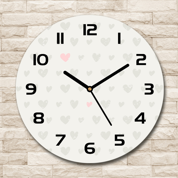 Round glass clock Heart background