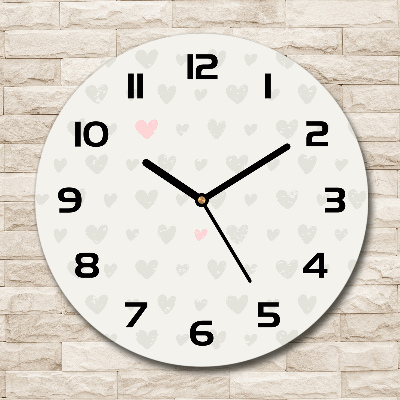 Round glass clock Heart background