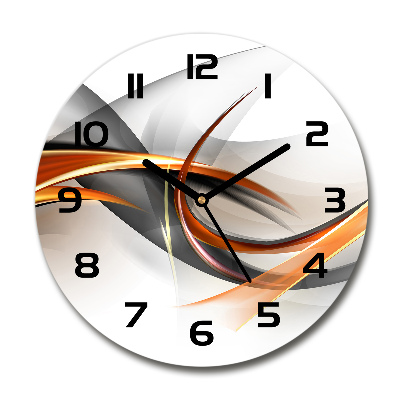 Round glass clock Wave abstraction