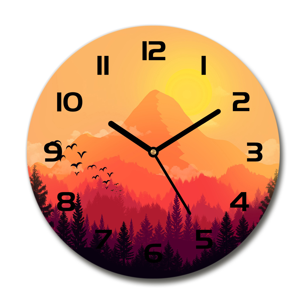 Round wall clock Mountain landscape