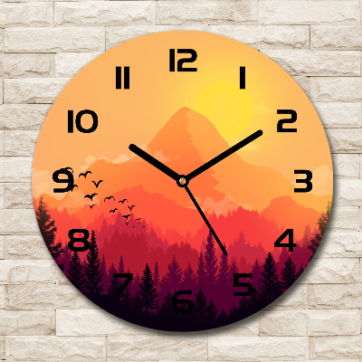 Round wall clock Mountain landscape