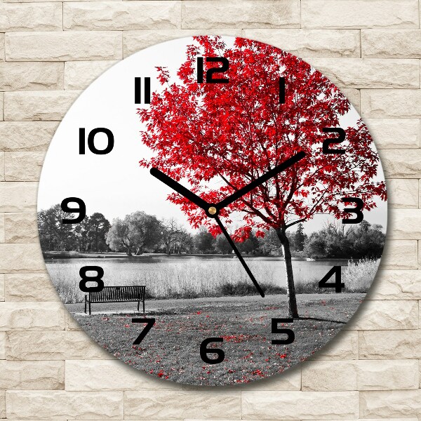 Round wall clock Red tree