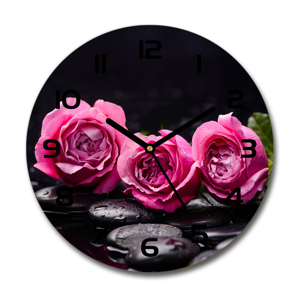 Round wall clock Pink roses