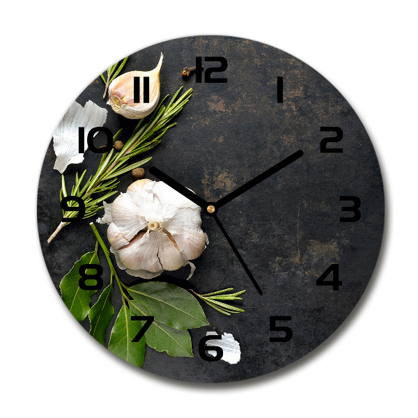 Round glass clock Garlic