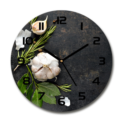 Round glass clock Garlic