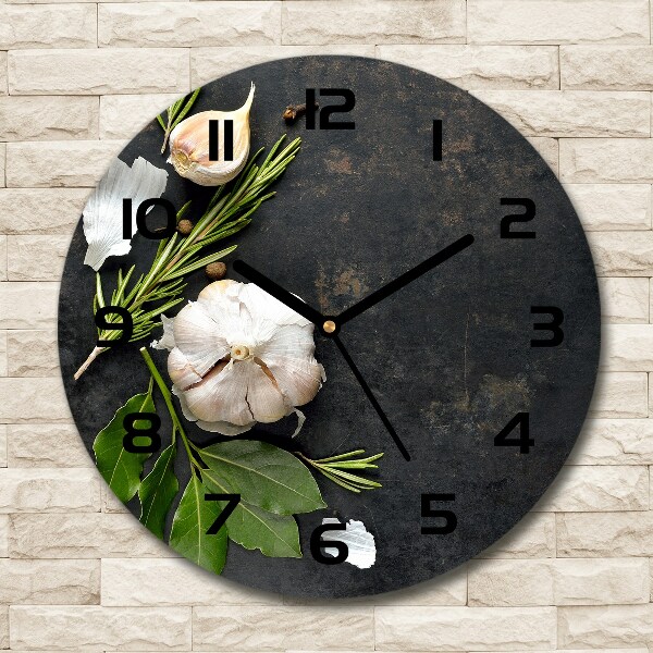 Round glass clock Garlic