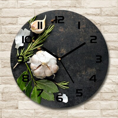 Round glass clock Garlic