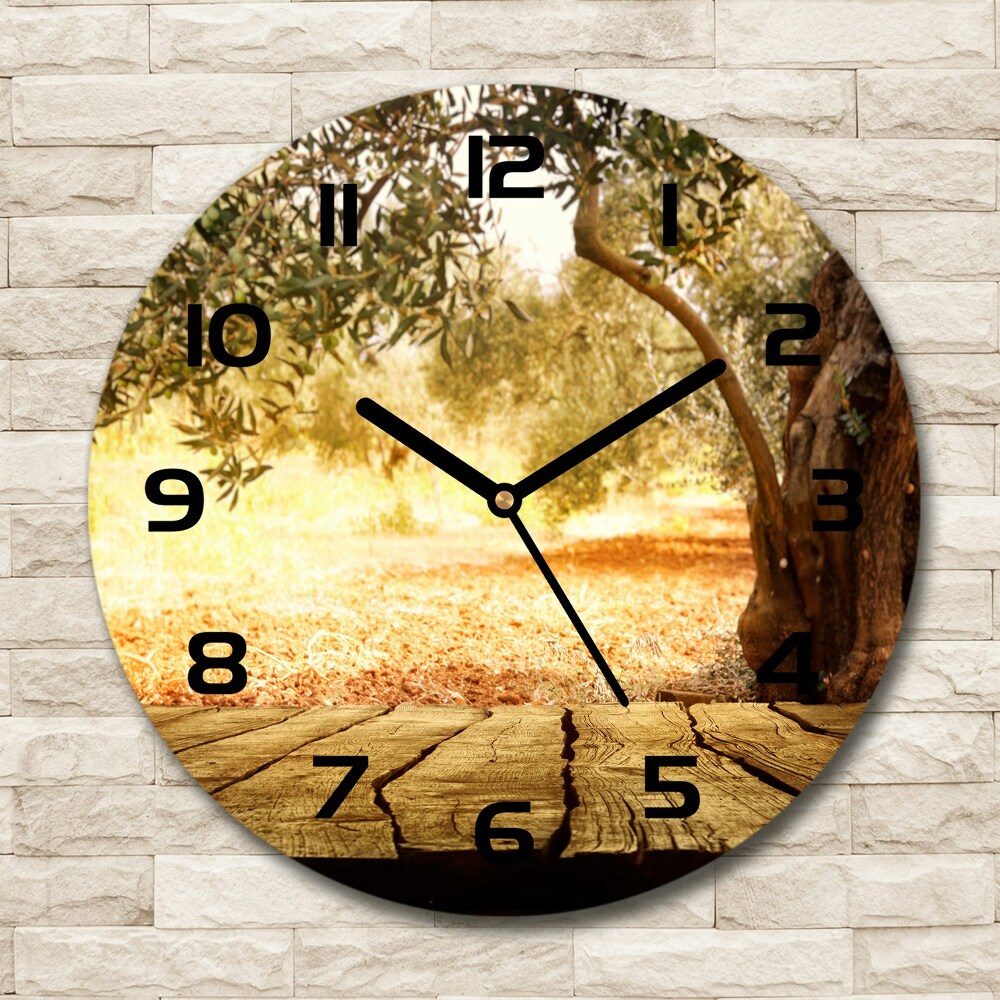 Round wall clock Olive tree