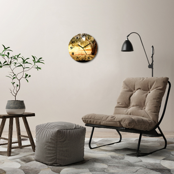 Round wall clock Olive tree