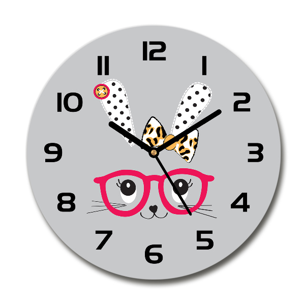 Round wall clock Rabbit with glasses