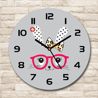 Round wall clock Rabbit with glasses