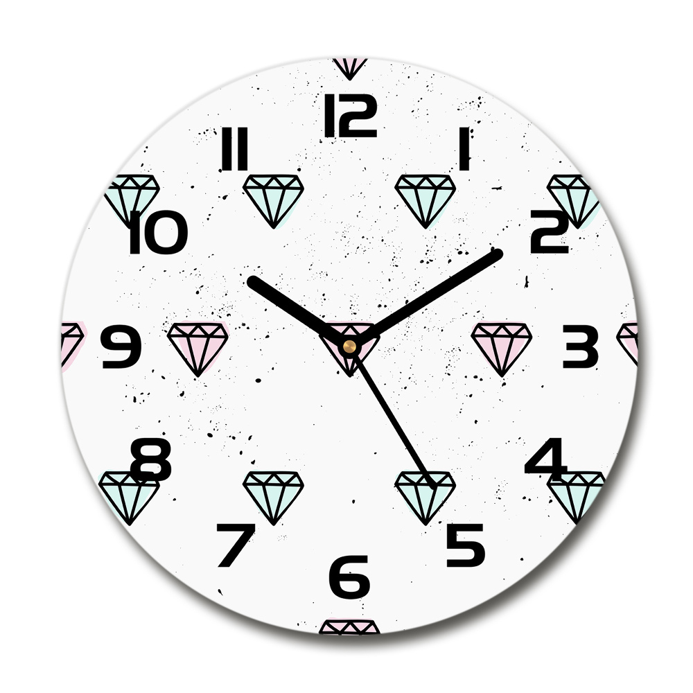 Round glass clock Diamonds