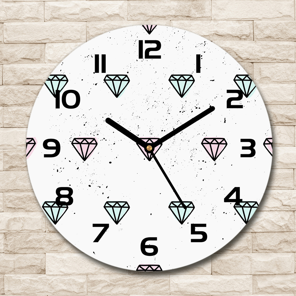 Round glass clock Diamonds