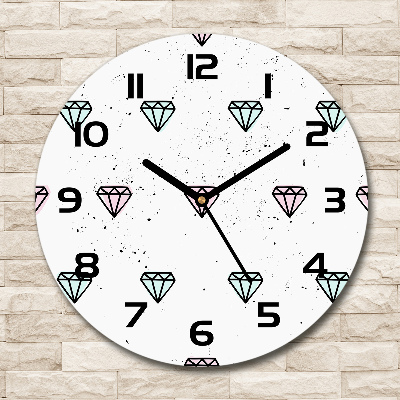 Round glass clock Diamonds