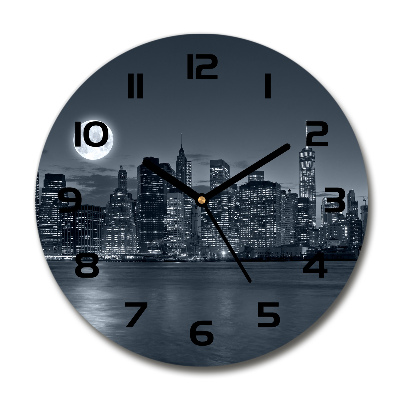 Round wall clock New York at night