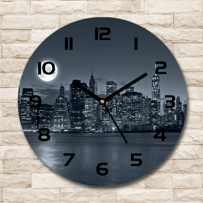 Round wall clock New York at night