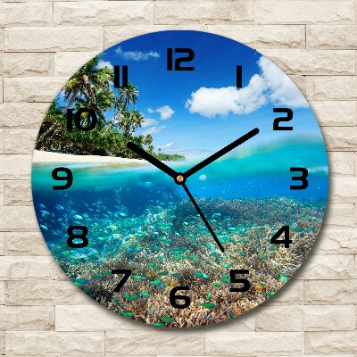 Round wall clock Coral reef