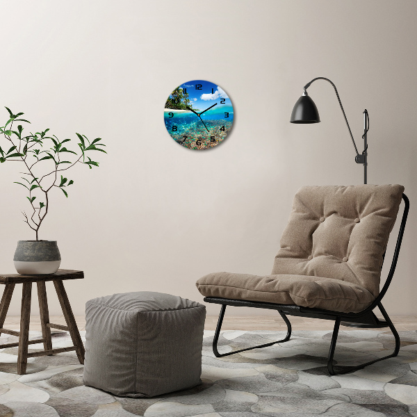 Round wall clock Coral reef