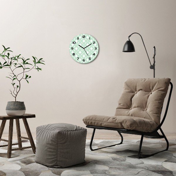 Round glass wall clock Geometric background