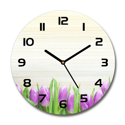 Round wall clock Violet tulips