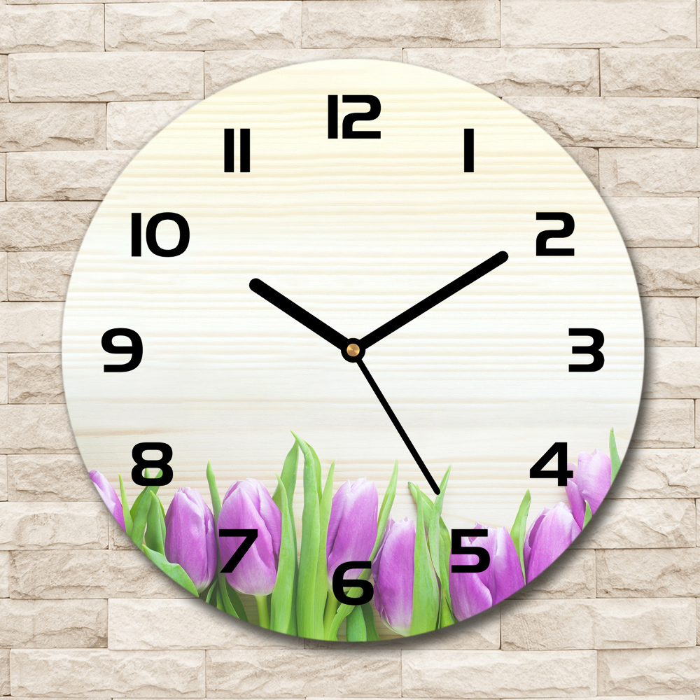 Round wall clock Violet tulips