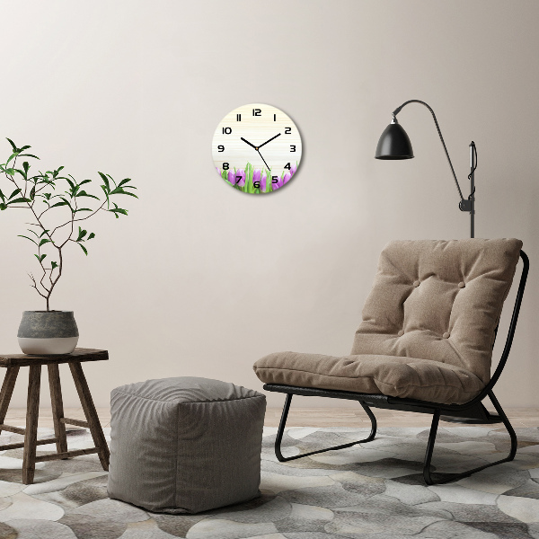 Round wall clock Violet tulips