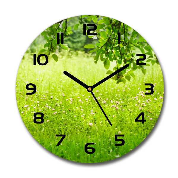 Round wall clock Green meadow