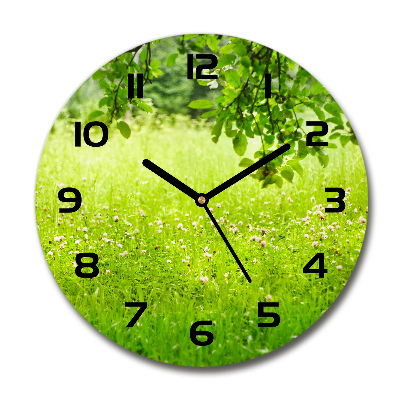 Round wall clock Green meadow