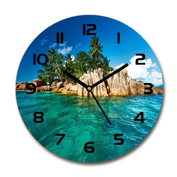 Round wall clock Tropical island