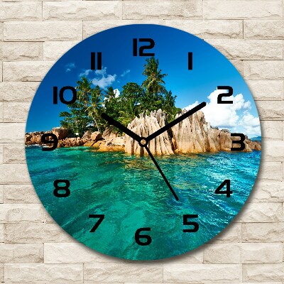 Round wall clock Tropical island