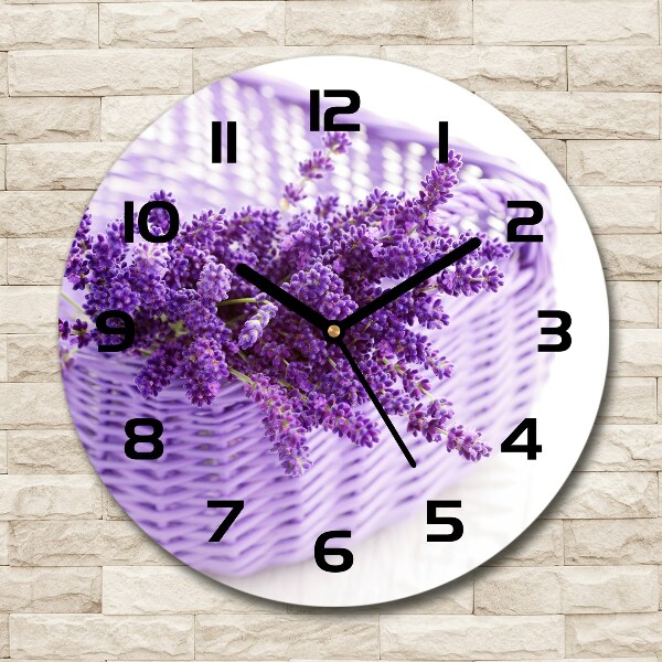 Round wall clock Lavender in the basket