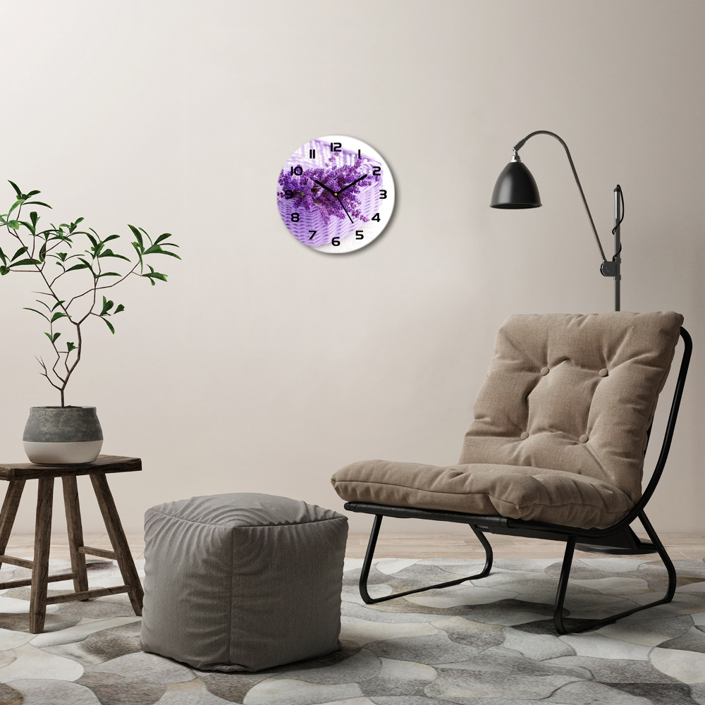 Round wall clock Lavender in the basket