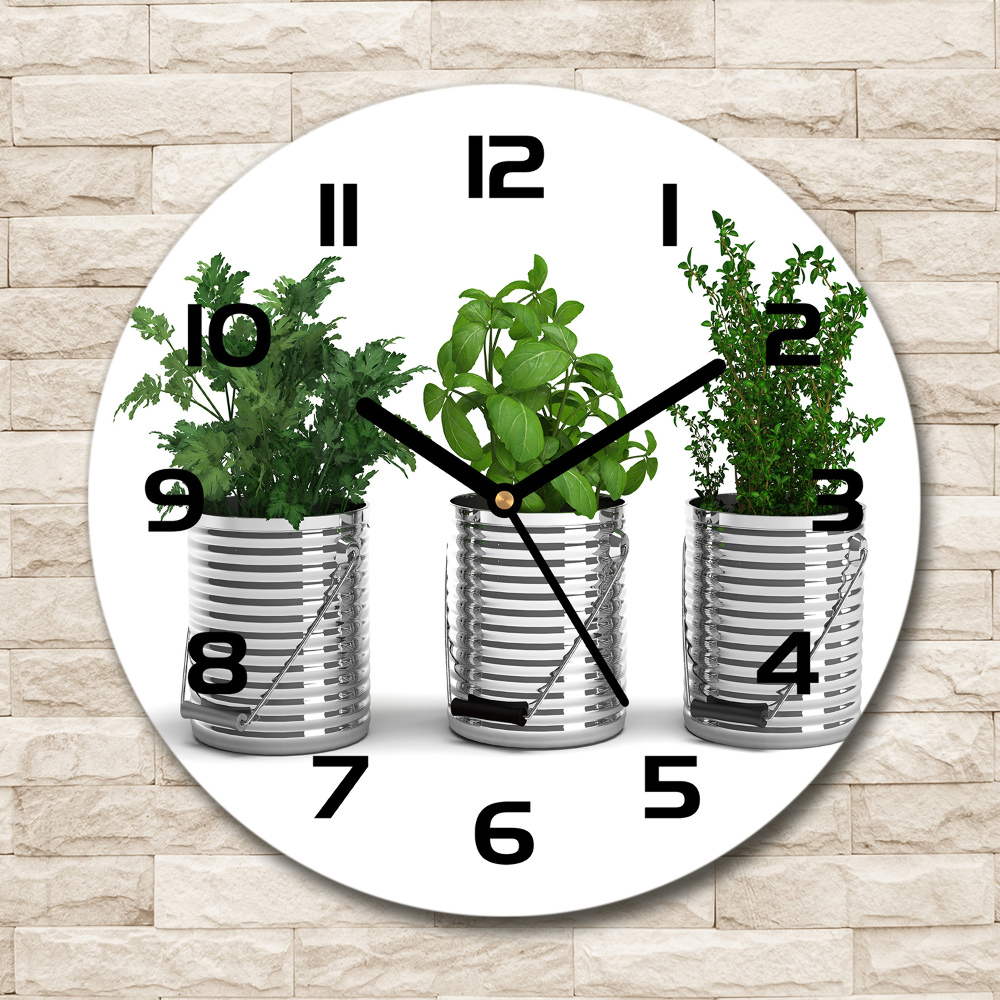 Round wall clock Aromatic plants