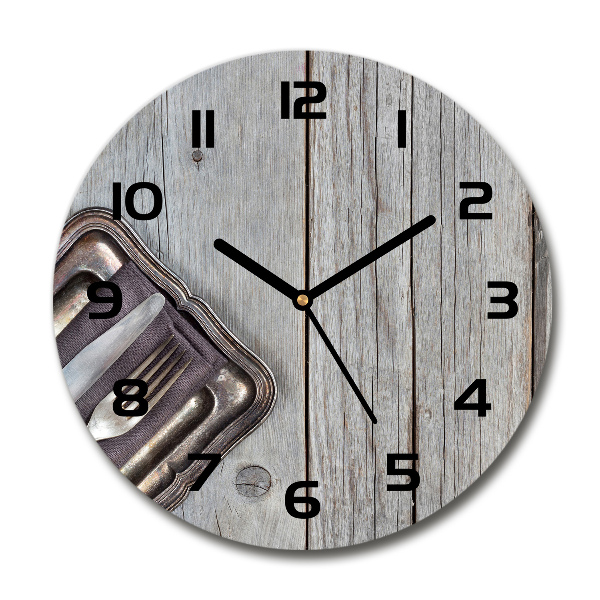 Round wall clock Cutlery on boards