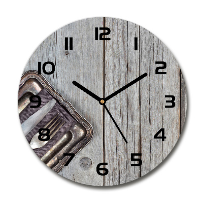 Round wall clock Cutlery on boards