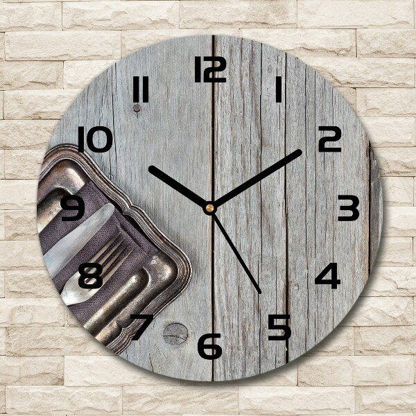 Round wall clock Cutlery on boards