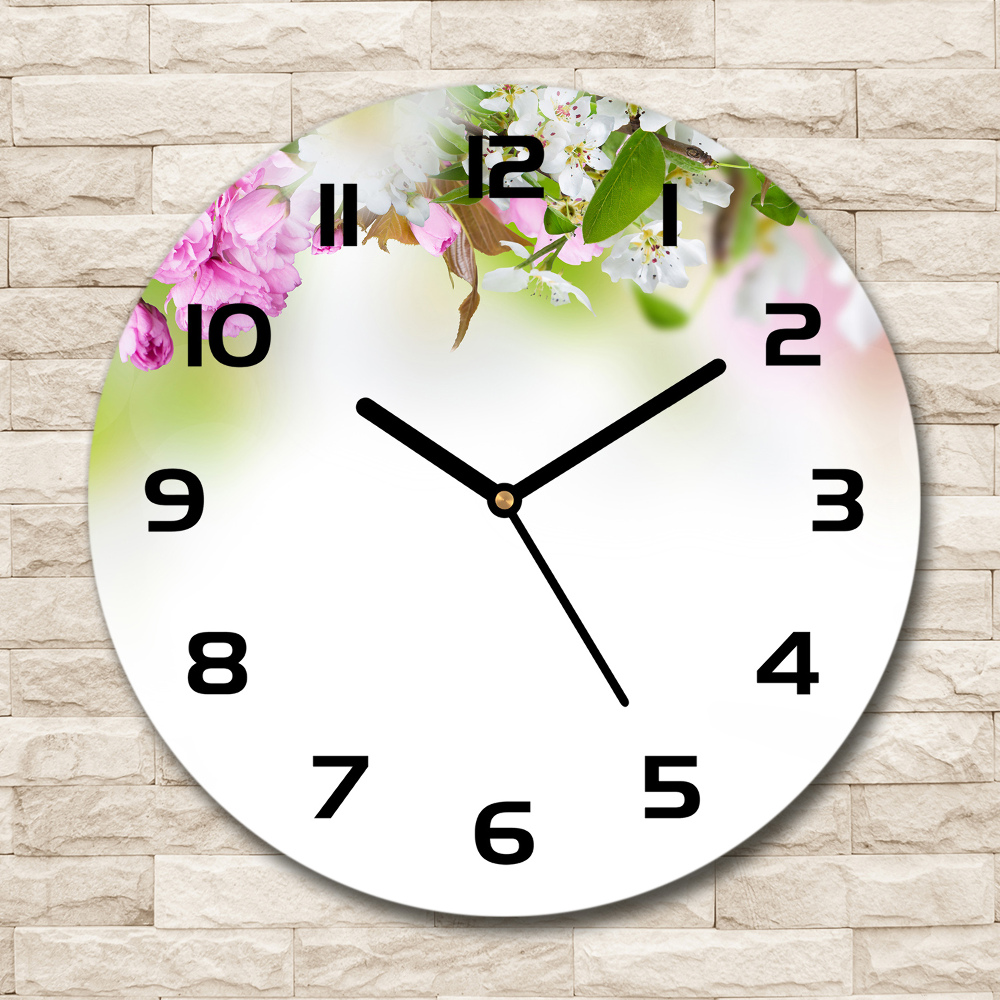 Round wall clock Spring flowers