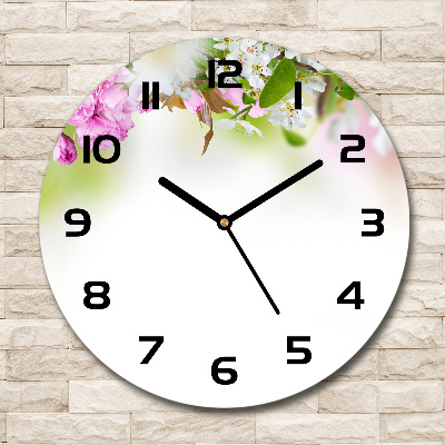 Round wall clock Spring flowers