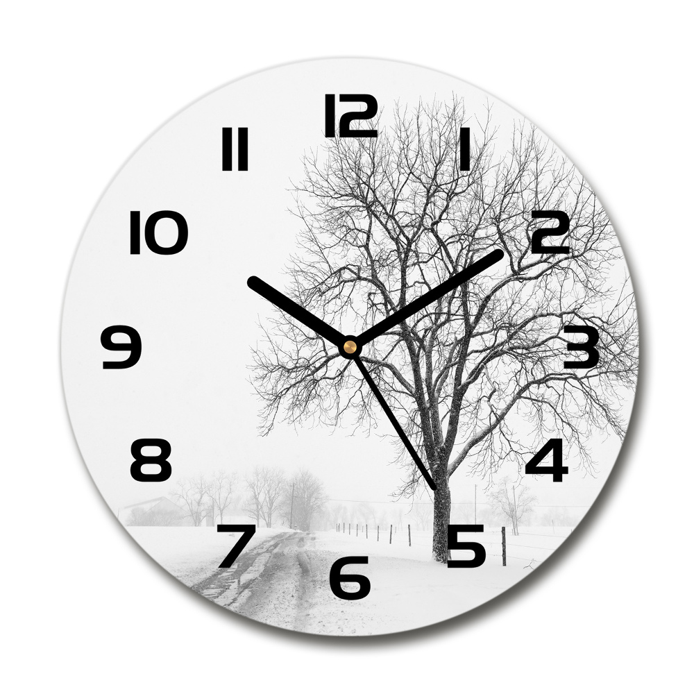 Round wall clock Winter tree