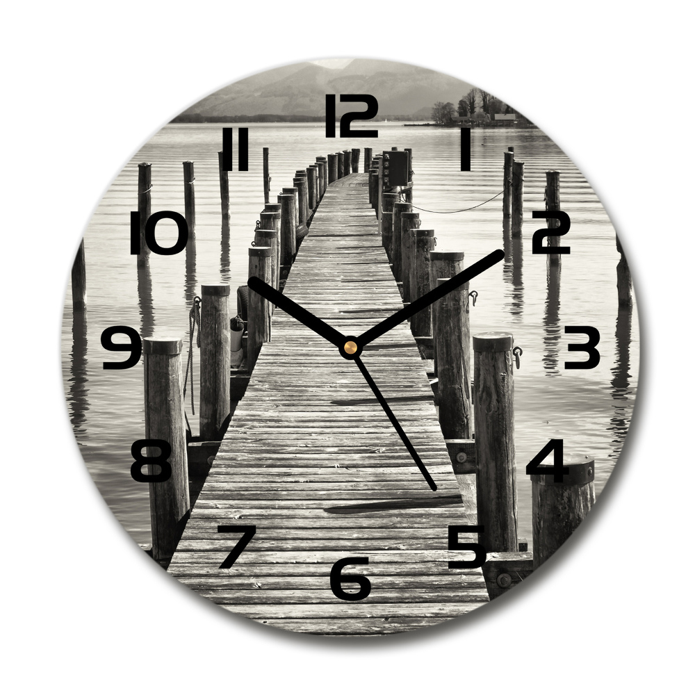 Round wall clock Wooden pier