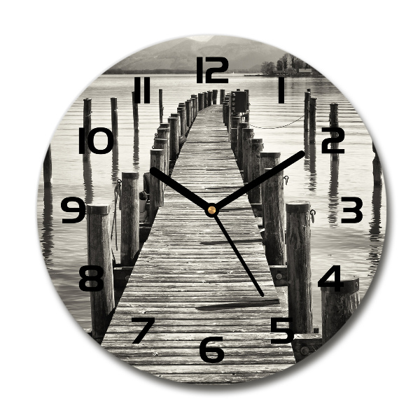 Round wall clock Wooden pier