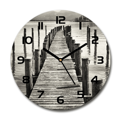 Round wall clock Wooden pier