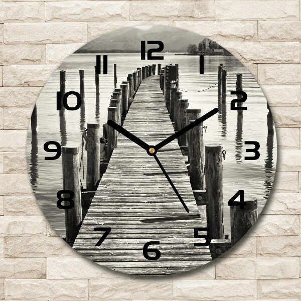 Round wall clock Wooden pier